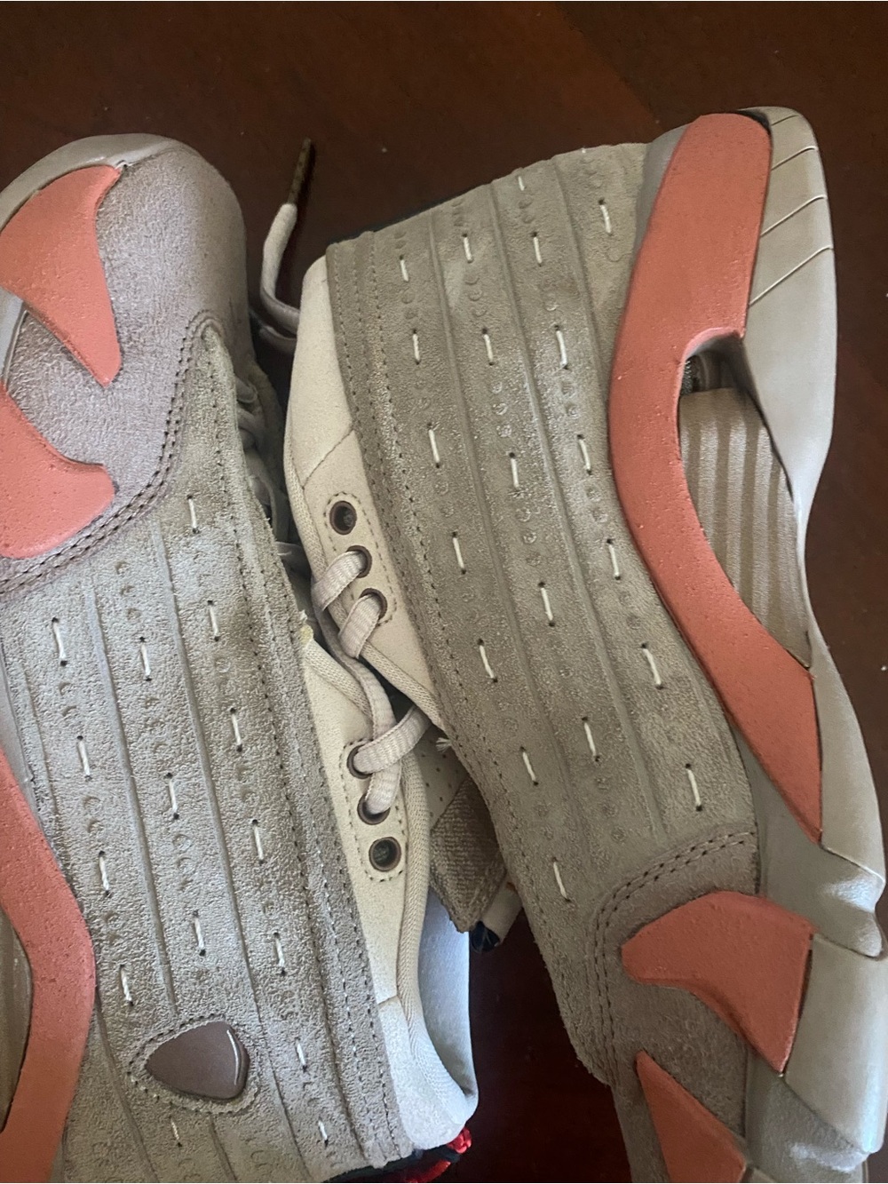 Jordan Low-Top Sneakers in Beige with Coral Accents
